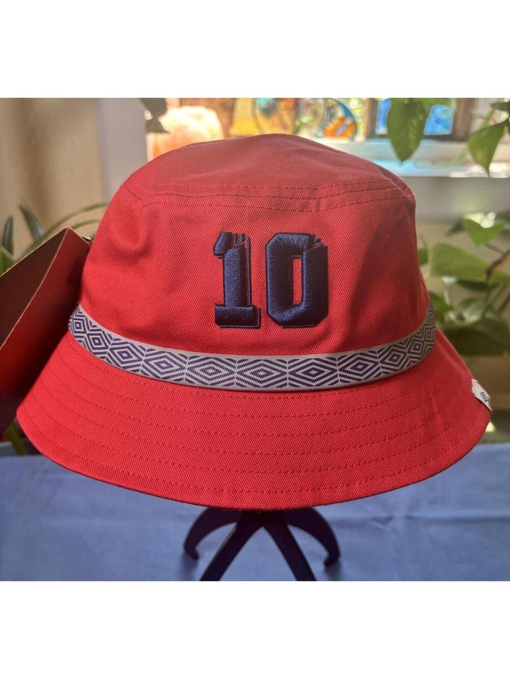 Umbro Bucket Hat Red with Embroidered Number 10 NWT 100% Cotton